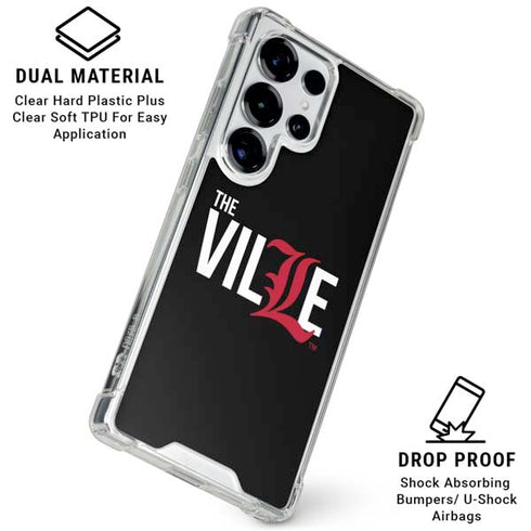 University of Louisville Black Background Galaxy S25 Ultra Clear Case